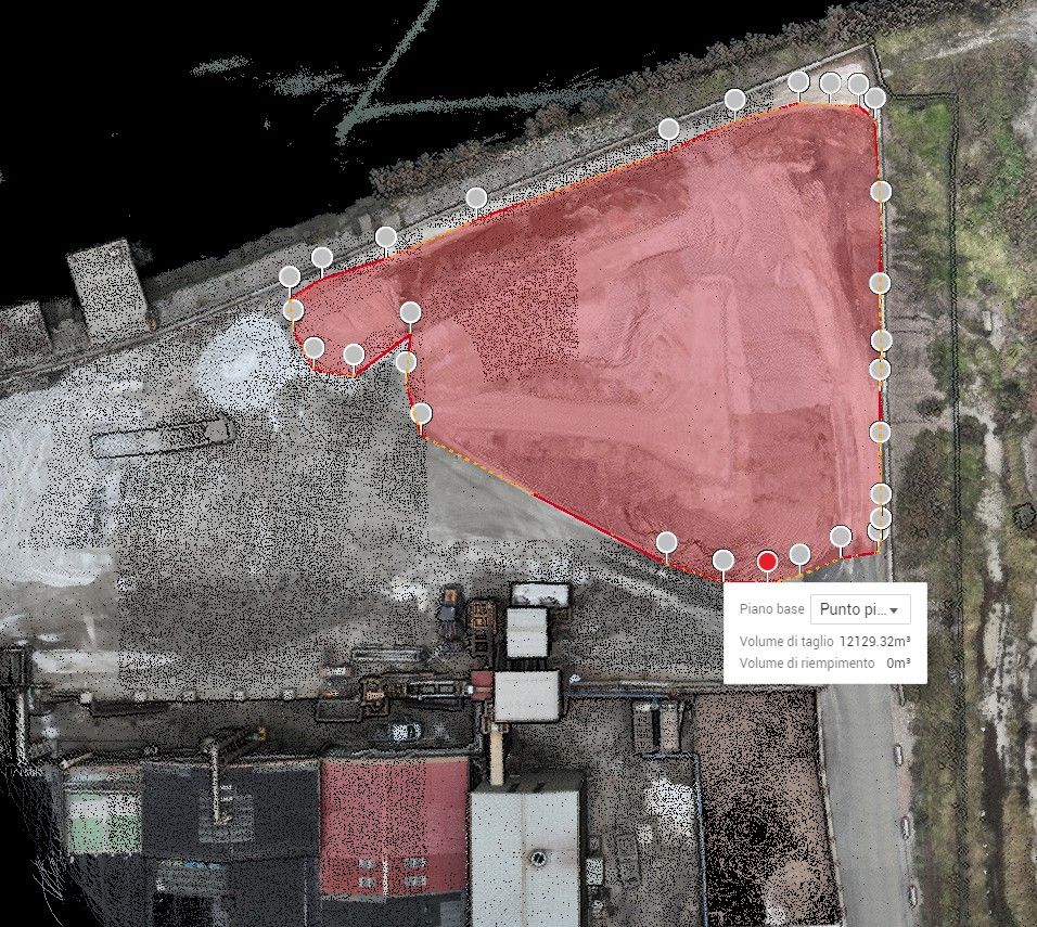 calcolo volumi cumuli con drone in deposito industriale